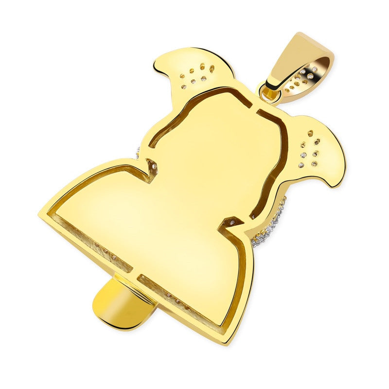 18k Gold Hip Hop Jewelry Duck Hunt AAA Micro Pave Hip Hop Dog Pendant Chain Necklace
