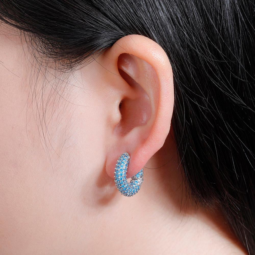 Ladies Beautiful Iced Fashion 3AAA Stone Bling Cube Earrings