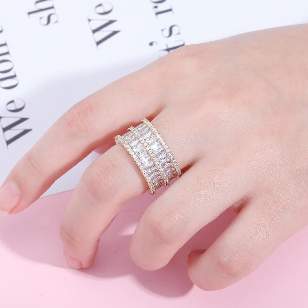 Flooded Ice Double Stack 2 Row Baguette Hip Hop Rings