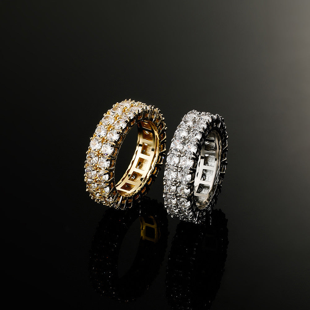 2 Row Couples 6mm 7mm Prong Set Premium Cut Hip Hop Flooded Ice Rings