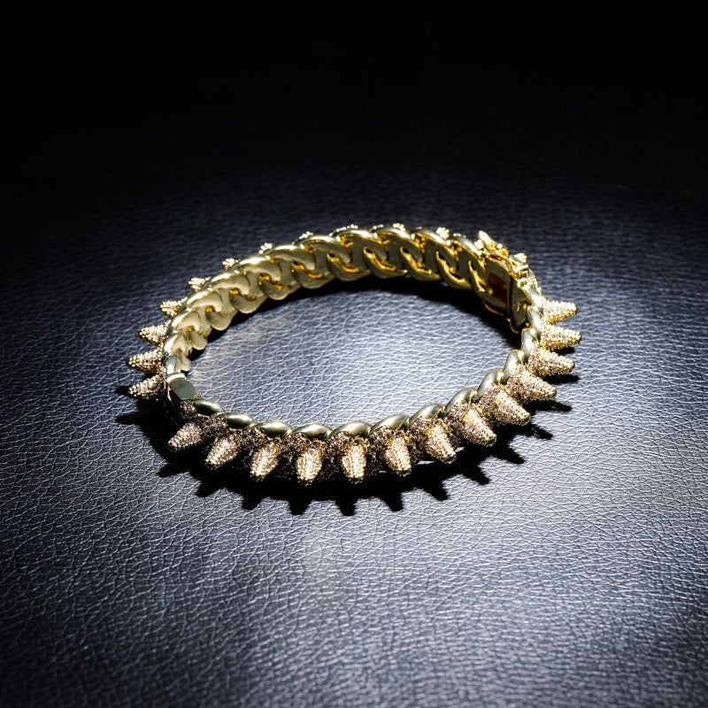 New Spikes Rivets Street Rock Luxury AAA Micro Pave Hip Hop Bracelets