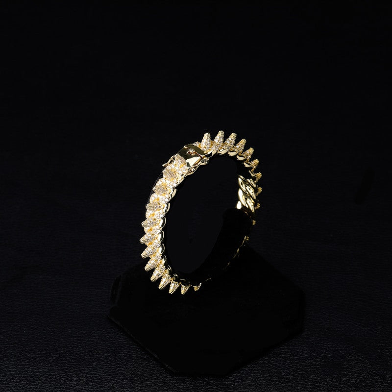 New Spikes Rivets Street Rock Luxury AAA Micro Pave Hip Hop Bracelets