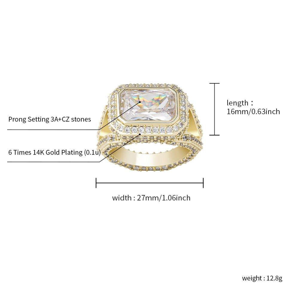 Ladies Bling 14k Gold 925 Silver Center Stone Micro Pave Bling Rings