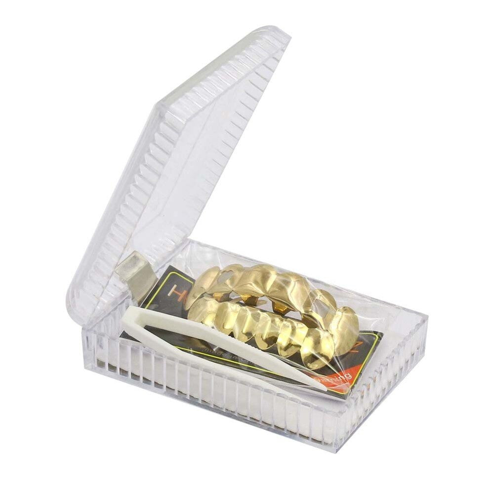 Specialty Hollow Heart n Square love Vampire Teeth Fang 14k Gold Grillz