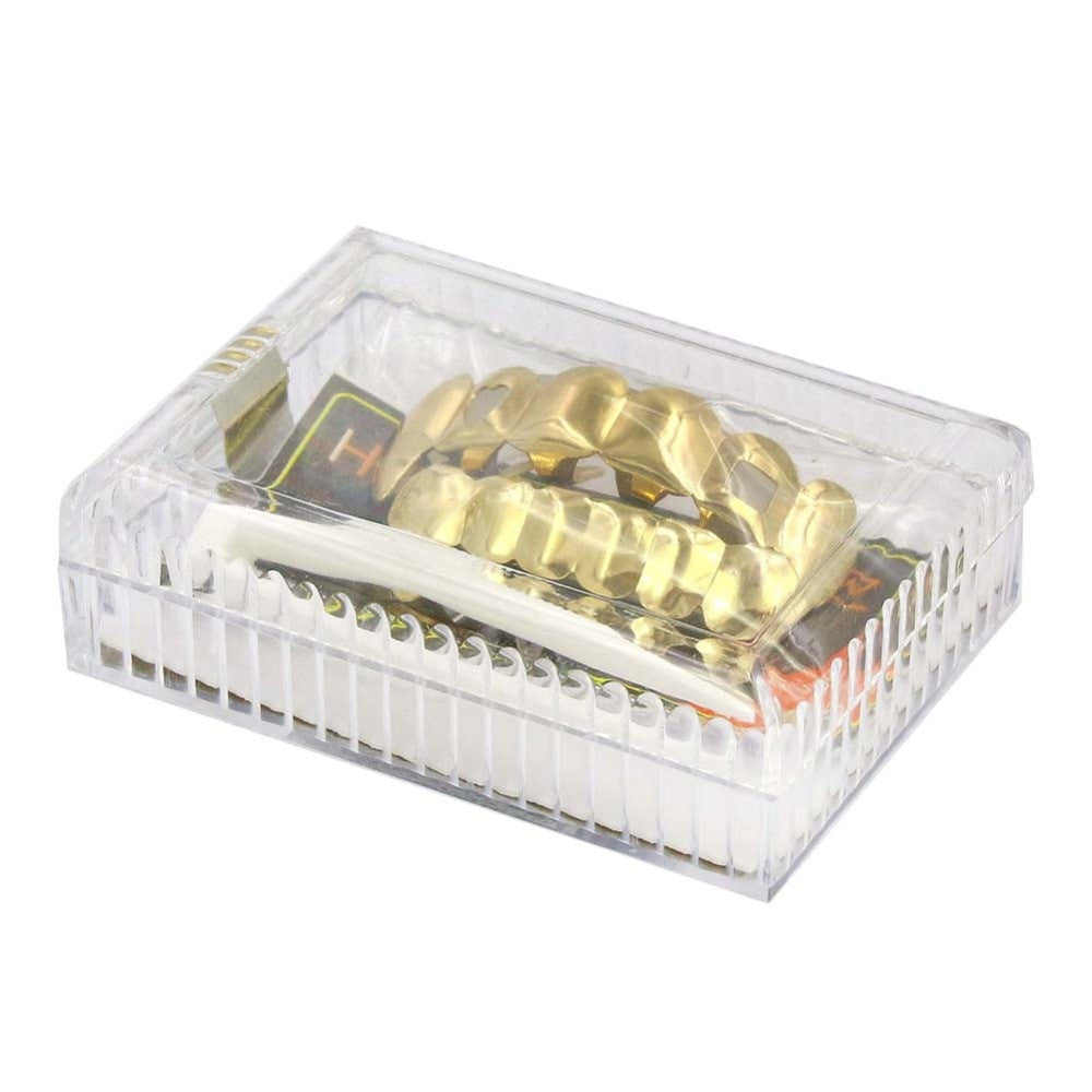 Specialty Hollow Heart n Square love Vampire Teeth Fang 14k Gold Grillz