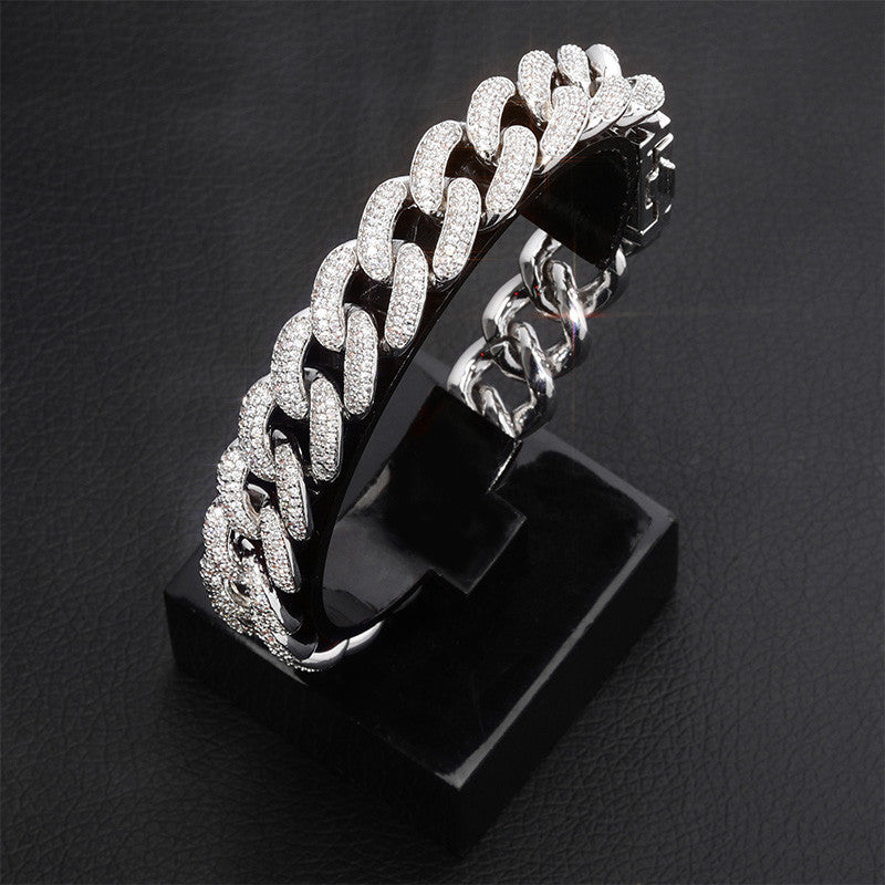 Newest Miami Cuban Link Lock Clasp 14mm Hip Hop Micro Pave  Bling Bracelet