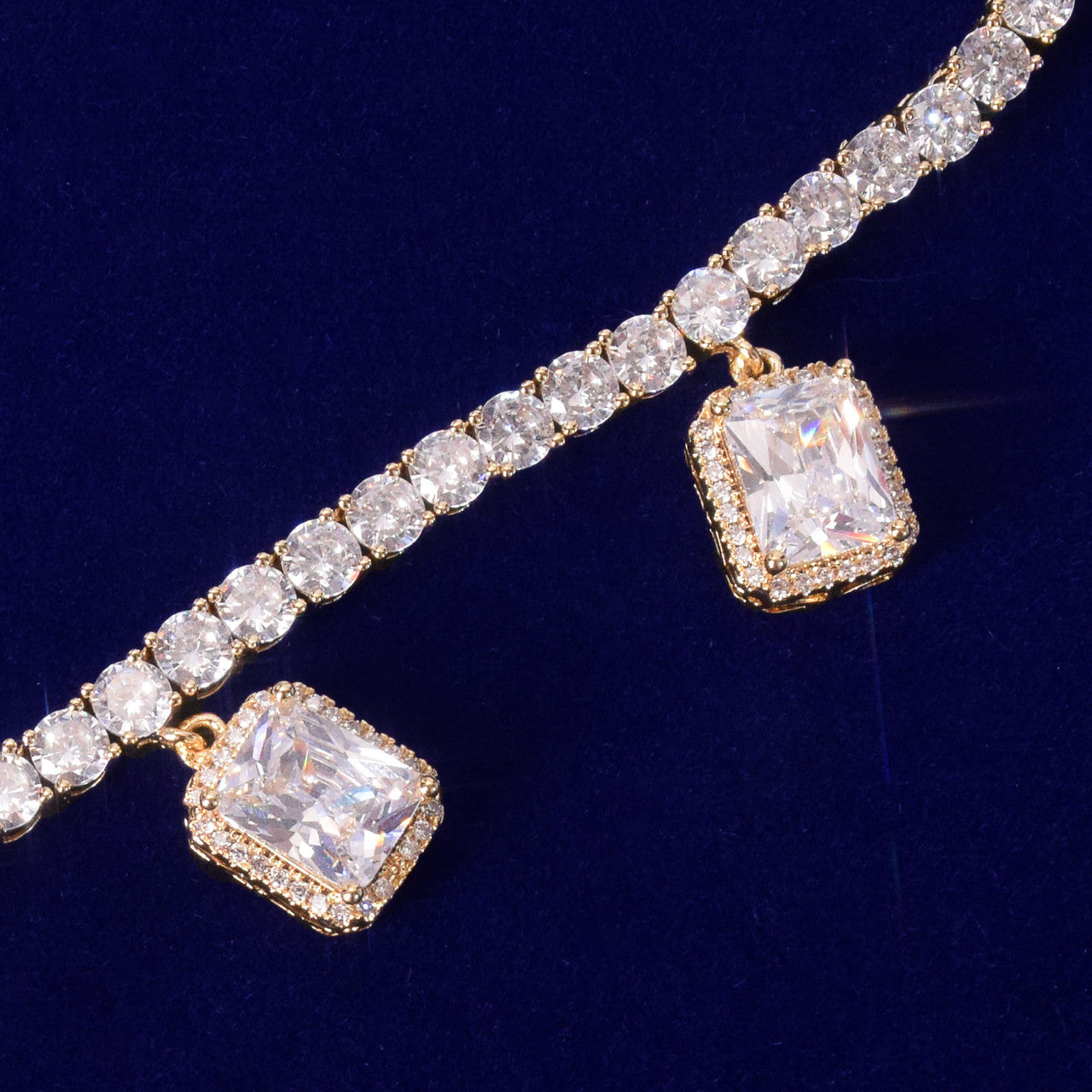 18k Gold .925 Silver Ruby White Gemstone Adjustable Tennis Chain Flooded Ice Chain Necklace