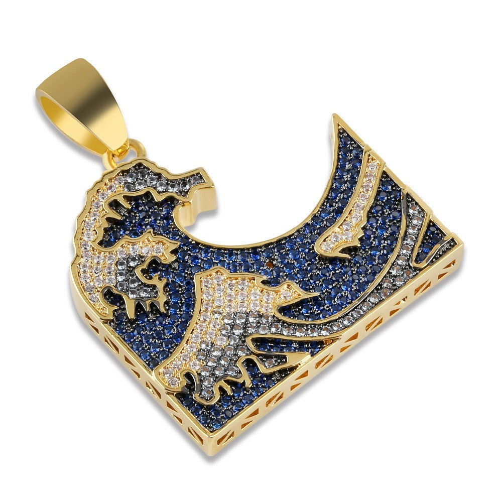 The Great Wave Off Kanagawa Iced Hip Hop Pendant Chain Necklace