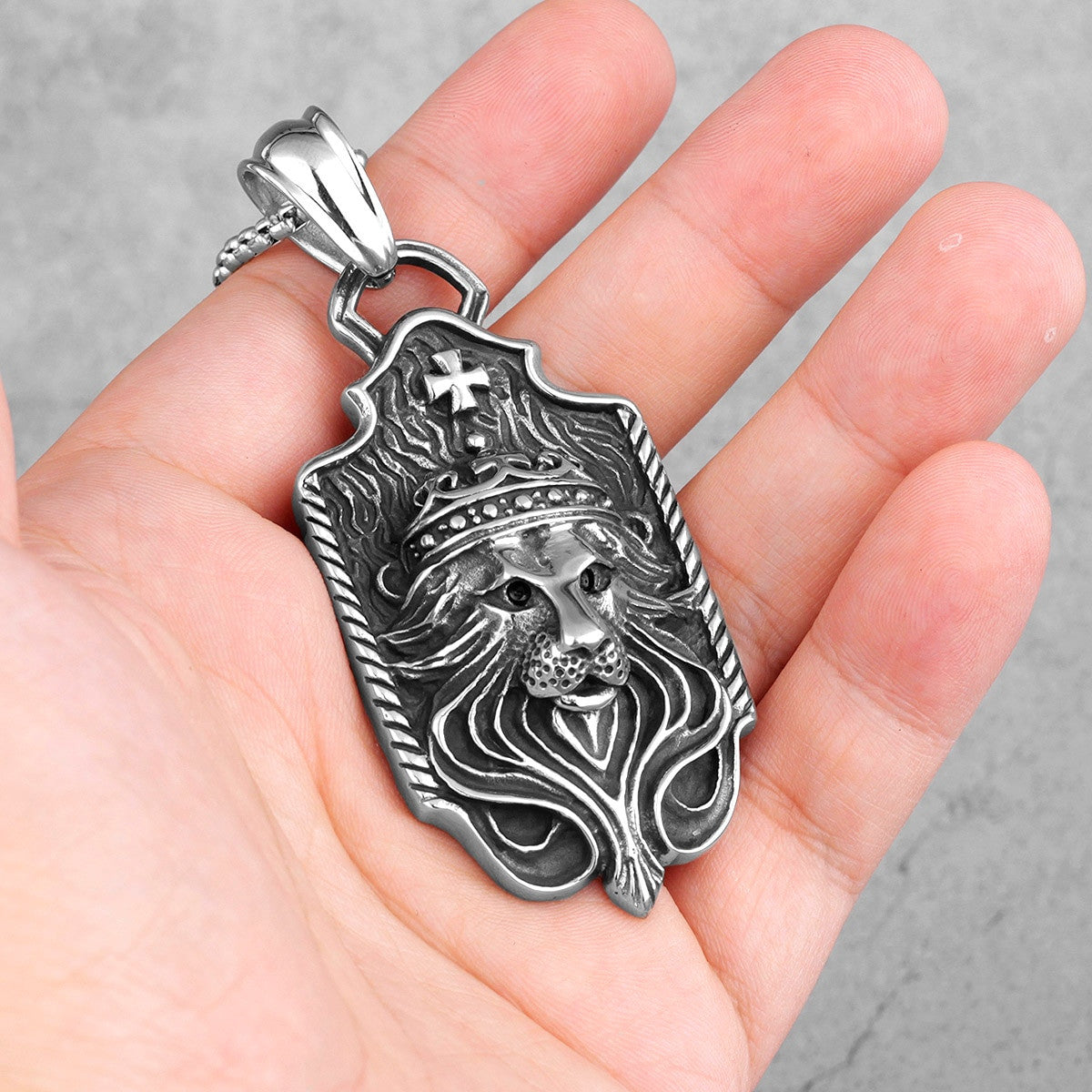 Mens No Fade Stainless Steel Kings Of Beast Lion King Unique Pendant Chain Necklace