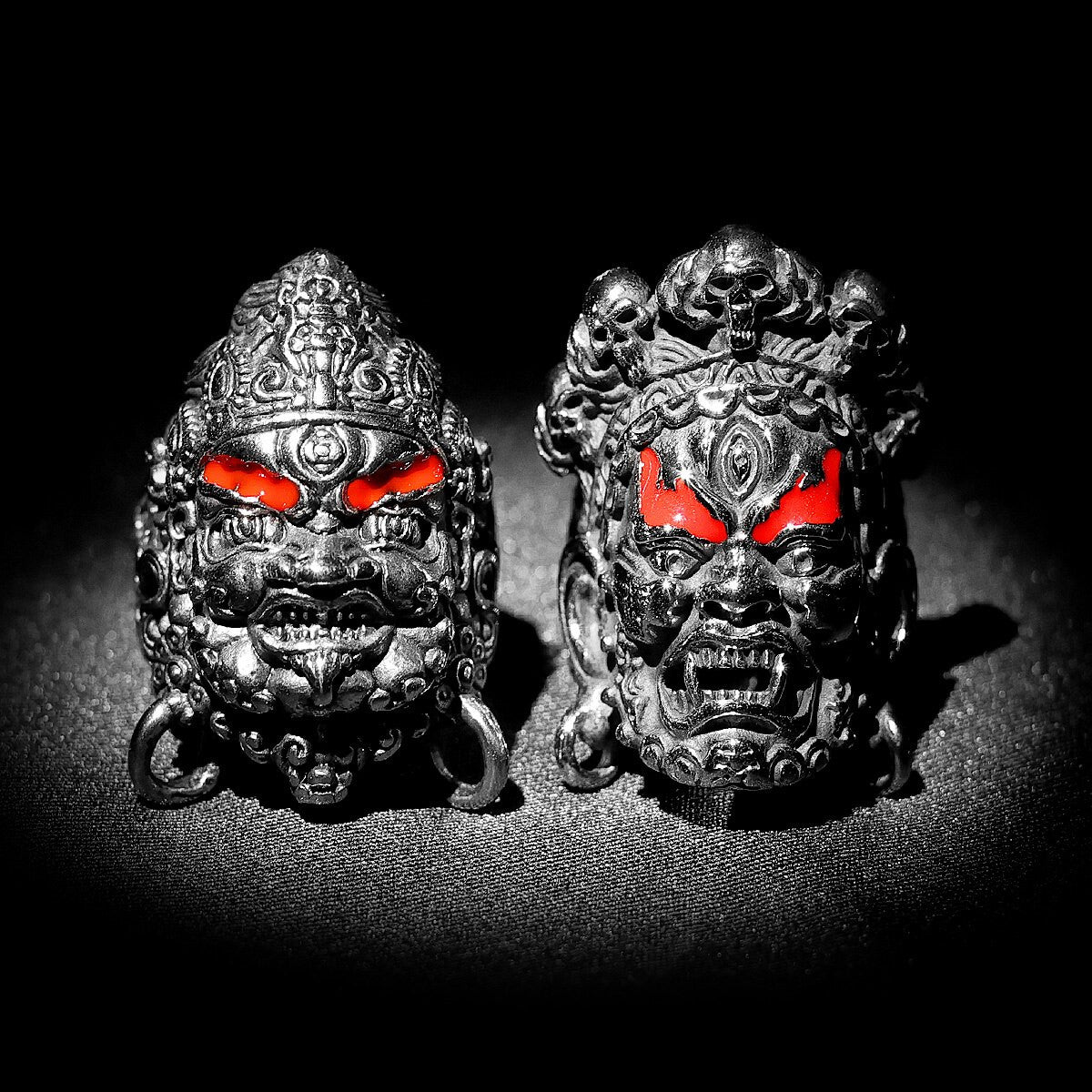 Mens No Fade Stainless Steel Tibetan Buddhism Raksha Buddha Jewelry Rings