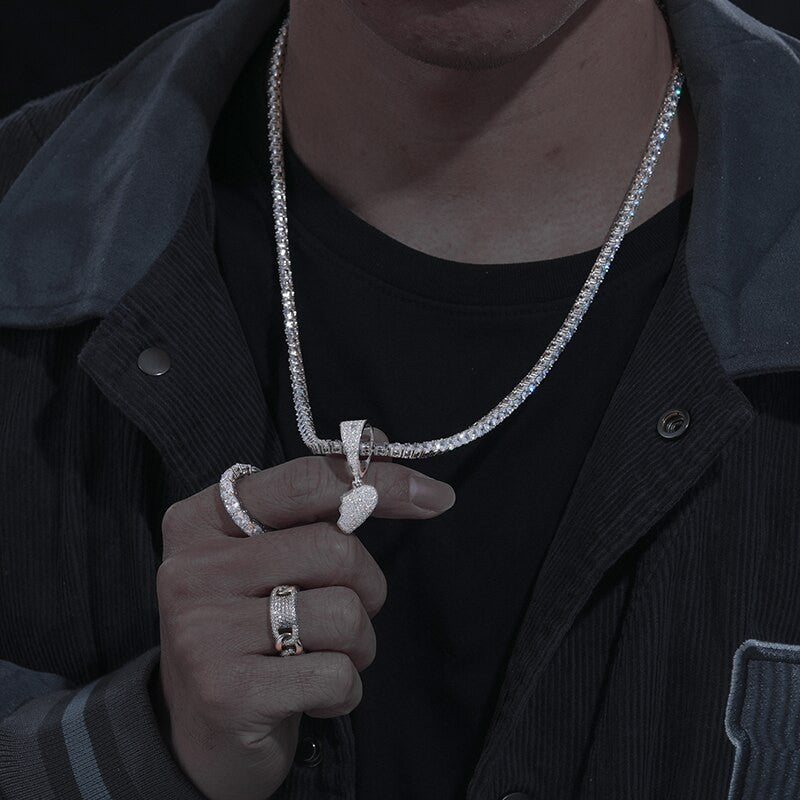 Genuine D Color VVS Moissanite Solid Sterling Silver Broken Heart Micro Chain Necklace