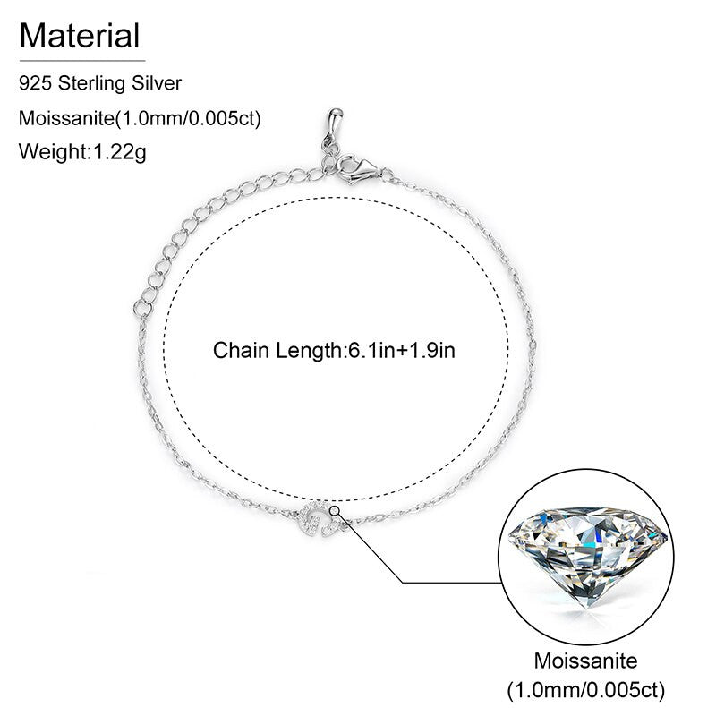 Elegant Initials | Ladies Dainty VVS Diamond Custom Letter Sterling Silver Bracelets