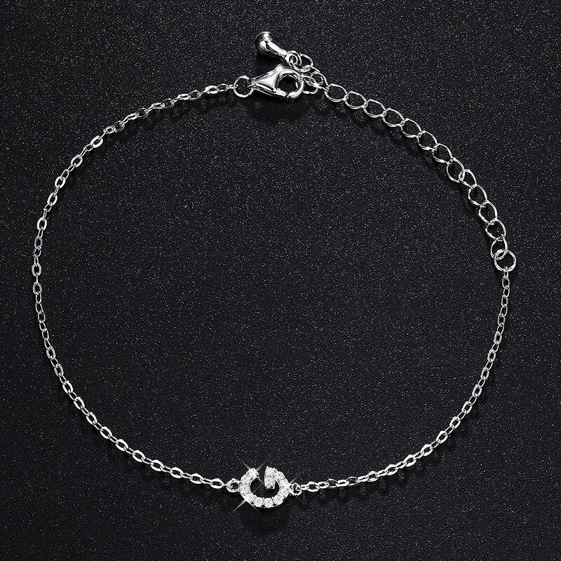 Ladies Dainty VVS Diamond Letter Solid 925 Sterling Silver Bracelets