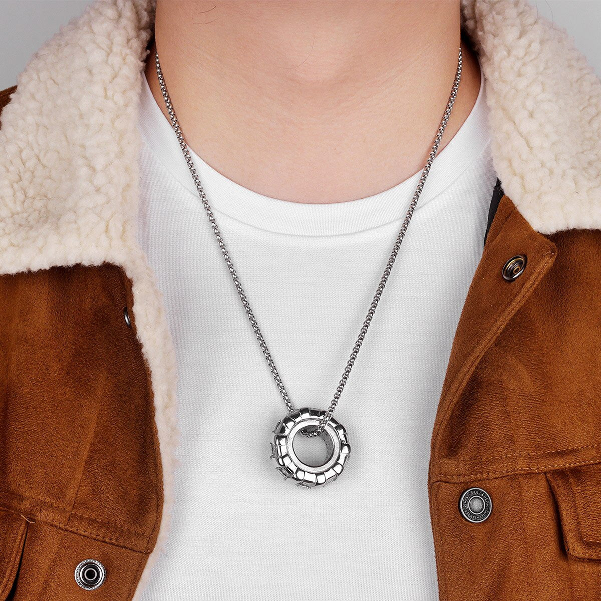 Mens No Fade Stainless Steel Tractor Tire Fitness Gym Gold Silver Chain Pendant Chain