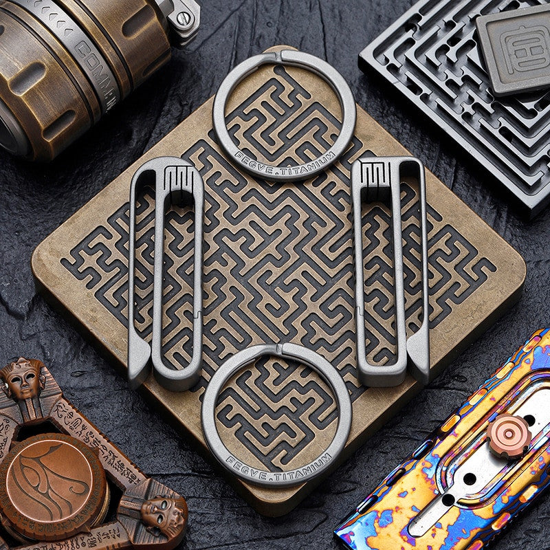 Mens Luxury Titanium Car Key Ring Keychain Buckle Holder