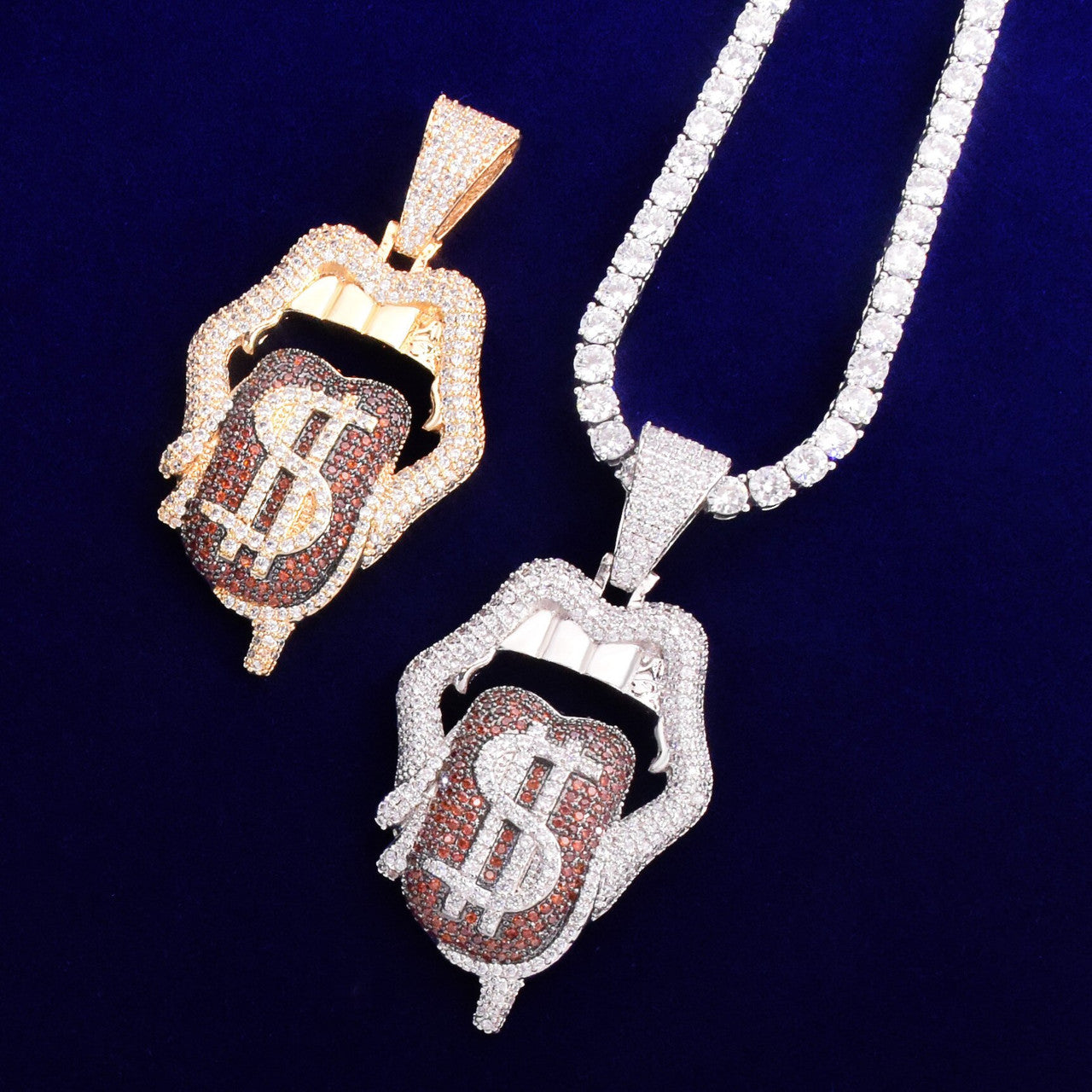 Hot Girl Magic Money Dripping Mouth Hip Hop Pendant Chain Necklace