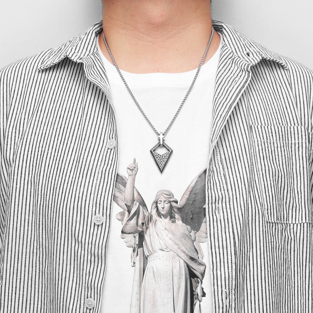 Mens Unique Design Triangle Cross Spiritual No Fade Stainless Pendant