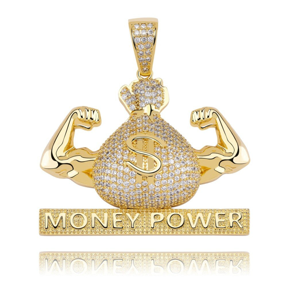 Money Power Strong Arms So Sleeves 18k Gold 925 Silver Money Bag Pendant