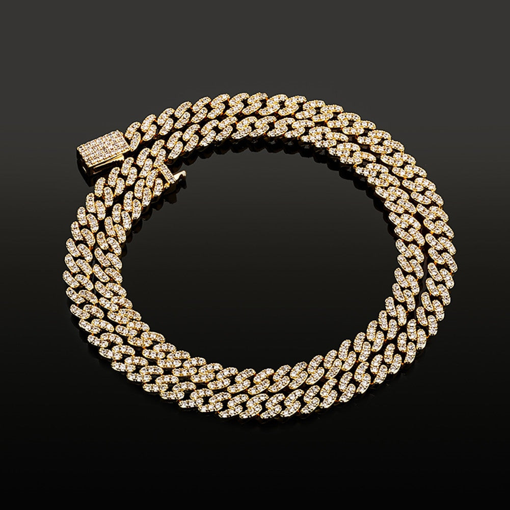 Flooded Ice 6mm Prong Set Spring Clasp Cuban Link Bling Chain Necklace