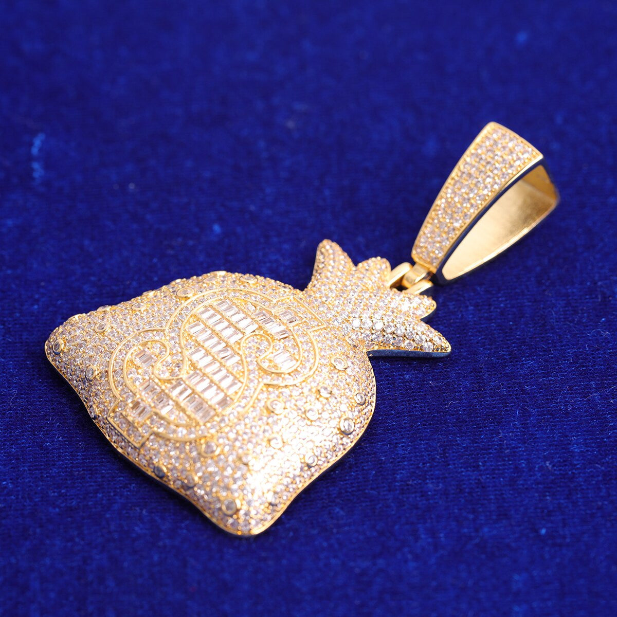 The Money Bag | Big Boy Iced Baguette Dollar Sign Hip Hop Pendant