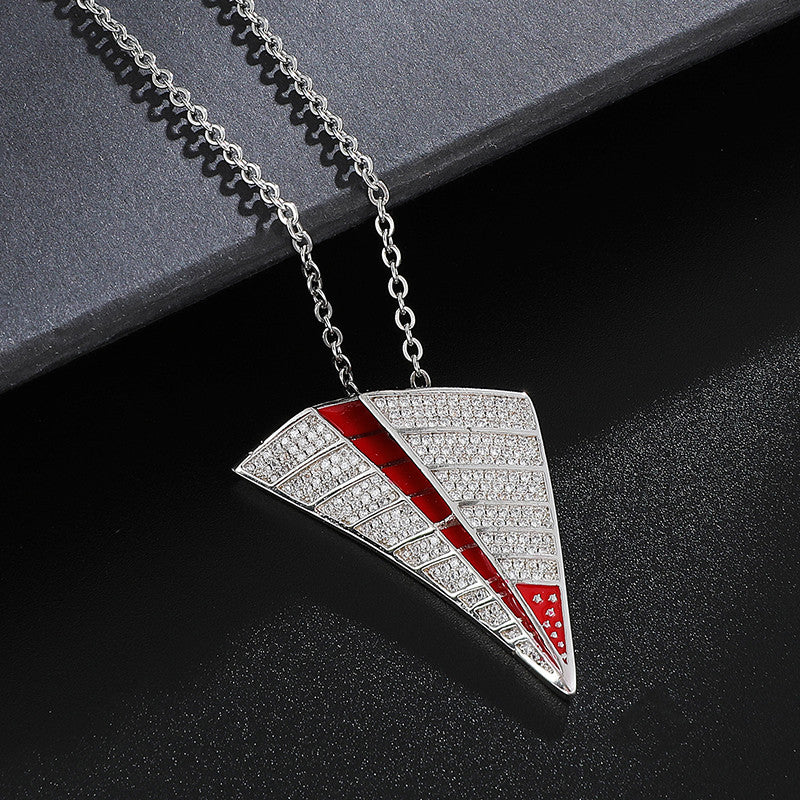AAA Micro Pave Paper Airplane Flooded Ice Aircraft Hip Hop Pendant Chain Necklace