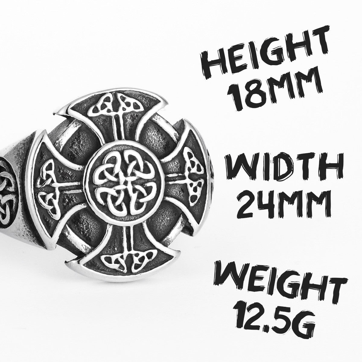 Mens Street Style 316L No Fade Stainless Steel Celtic Knot Cross Vintage Rings