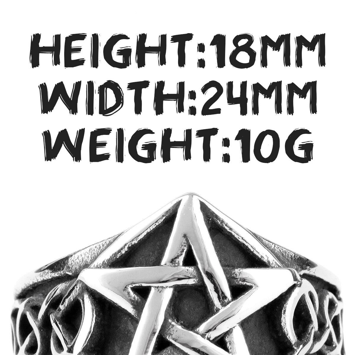 Mens 316L No Fade Solid Stainless 5 Pointed Star Street Wear Rings