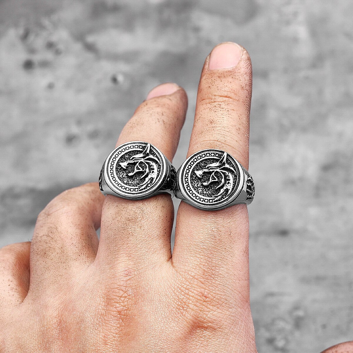 Mens Solid Stainless Steel No Fade Howling Werewolf Paw Unique Rings