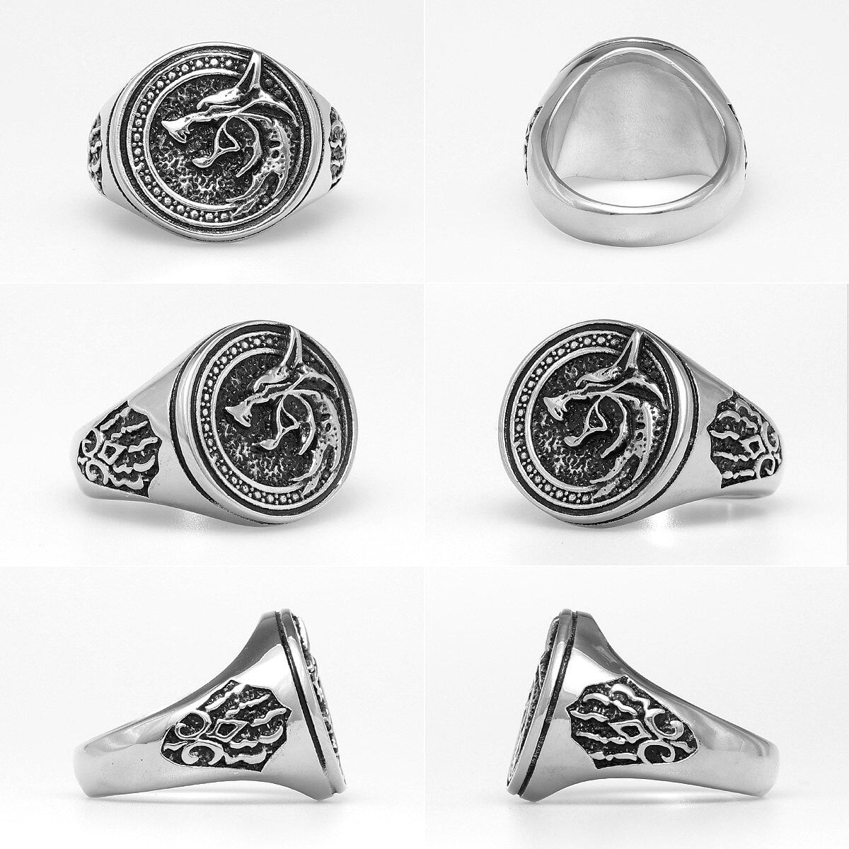 Mens Solid Stainless Steel No Fade Howling Werewolf Paw Unique Rings