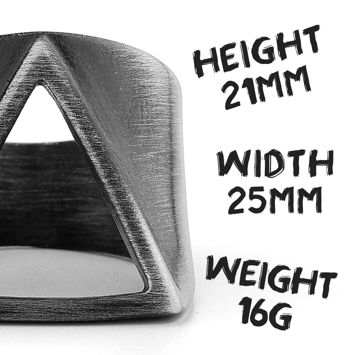 No Fade Stainless Steel Vintage Open Face Unique Black Triangle Street Wear Rings