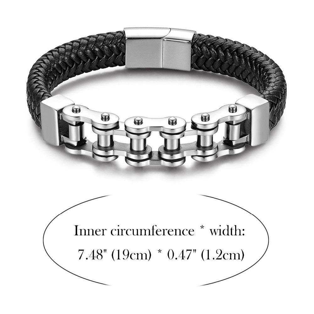 Mens 316L Stainless Steel No Tarnish Bicycle Chain Weave Rope Blue Silver Bracelets