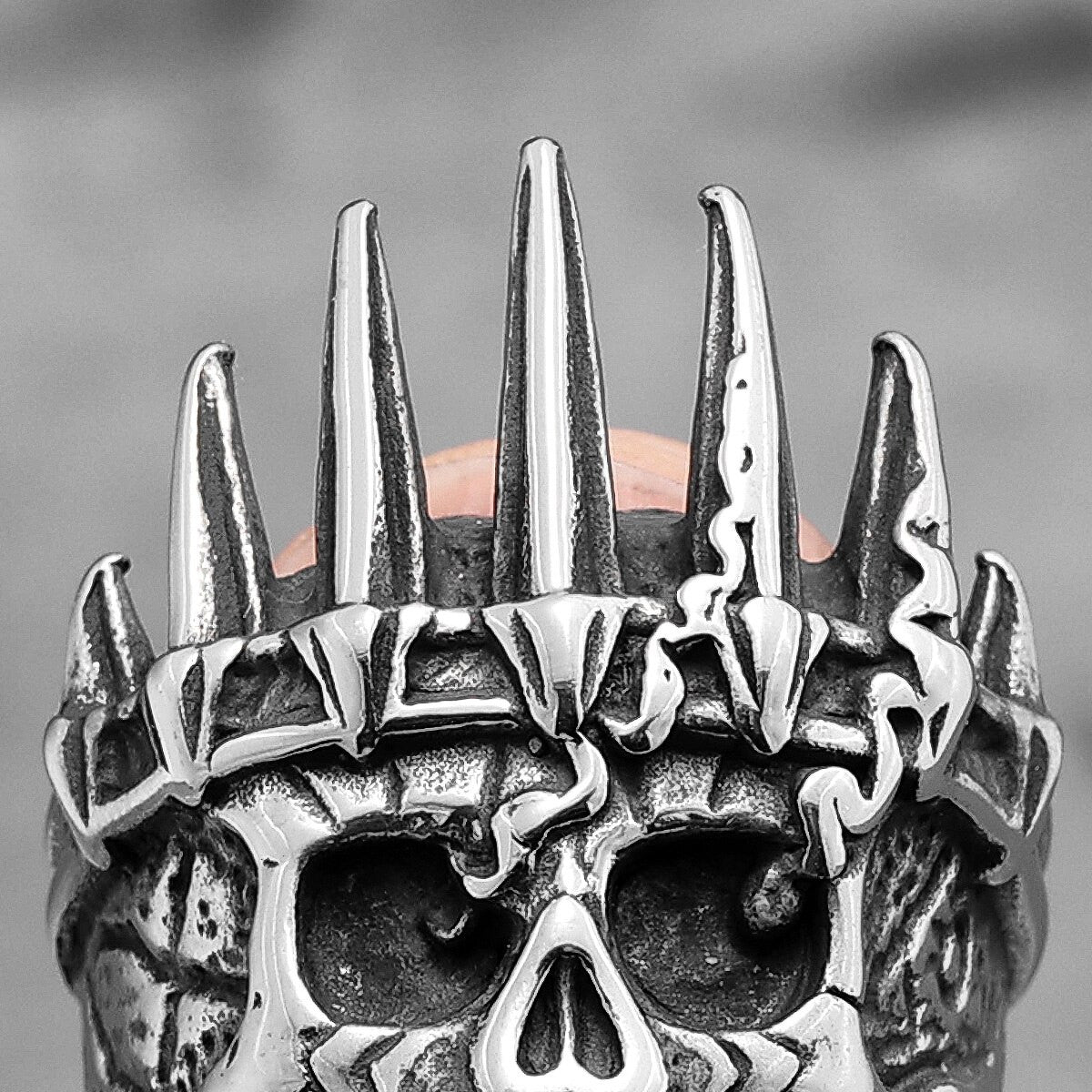 Mens Vintage Stainless Steel Crown Kings Skull Biker Street Wear Rings