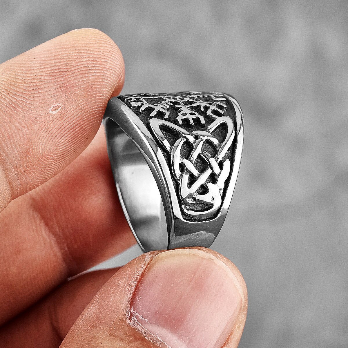 Mens Vintage Look Norse God Mythology Solid No Fade 14k Over Stainless Steel Rings