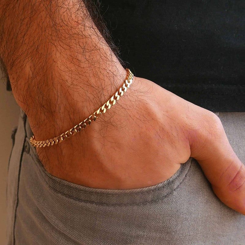 Mens Classic Miami Curb Cuban Link No Fade Stainless Steel Street Wear Bracelets