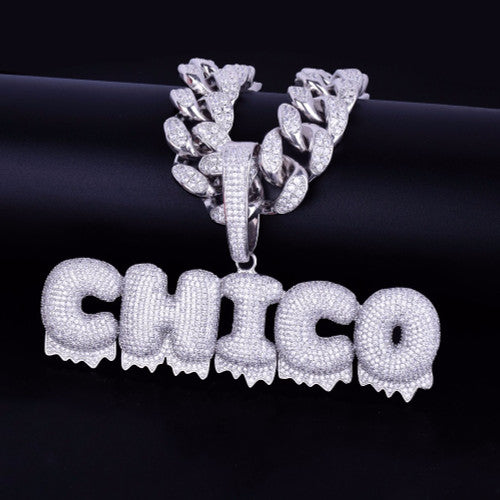 The Drip Effect | VVS Diamond CZ  Custom Name Frozen Ice Hip Hop Dripping Letters Pendant