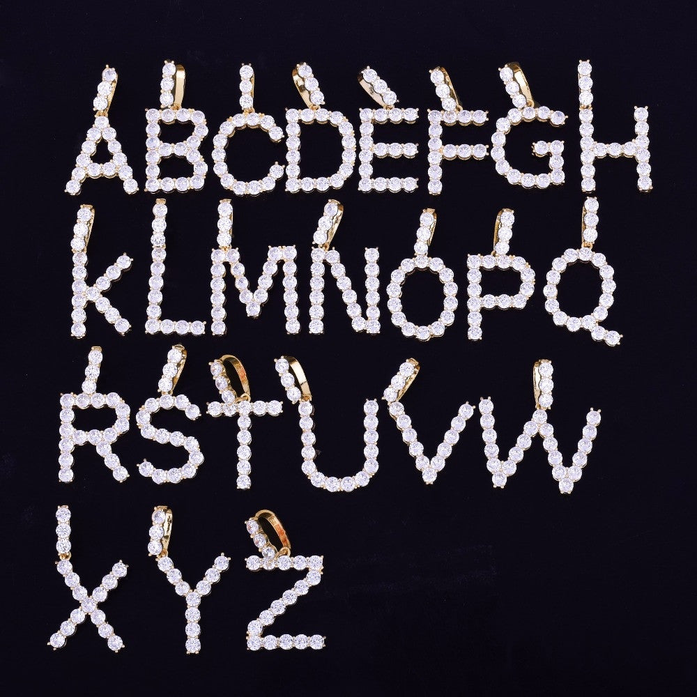18k Gold .925 Silver Rose Gold AAA Cluster Stone Tennis Letters Hip Hop Chain Necklaces
