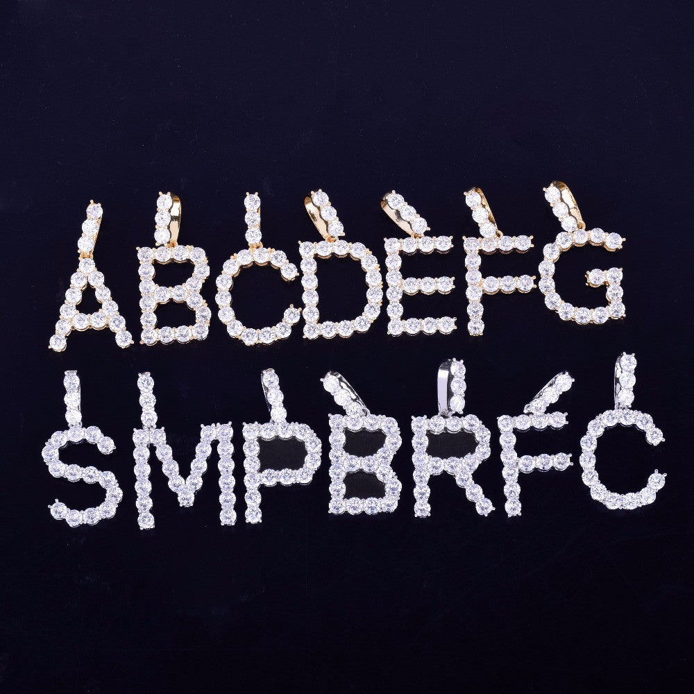 ALL ICE | VVS Diamond CZ All Ice Stone Letters Hip Hop Pendant Chain Necklace