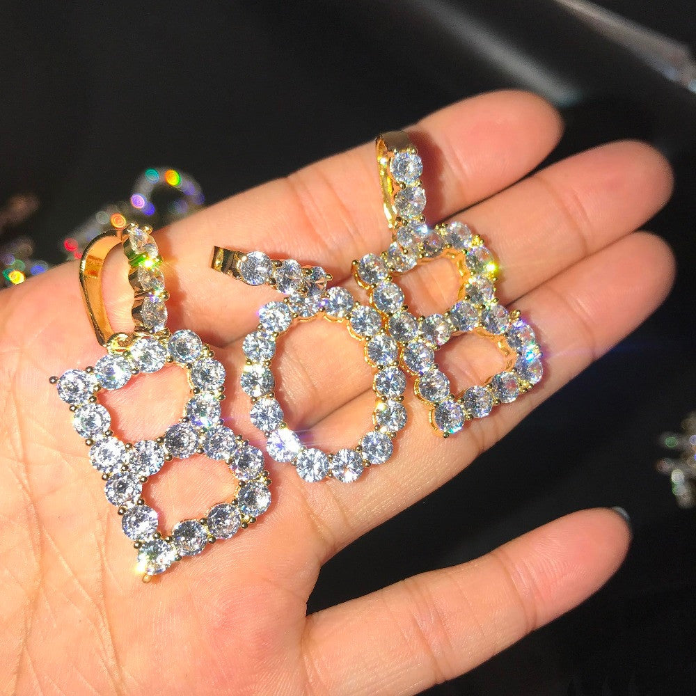 18k Gold .925 Silver Rose Gold AAA Cluster Stone Tennis Letters Hip Hop Chain Necklaces