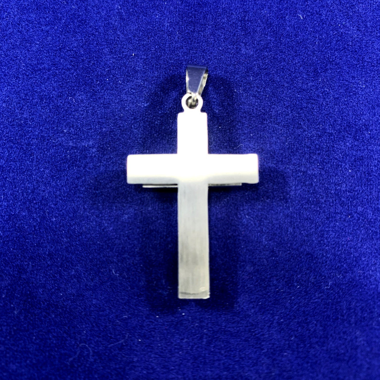 No Fade Silver Stainless Steel Spiritual Peace Trinity Cross Pendant Chain Necklace