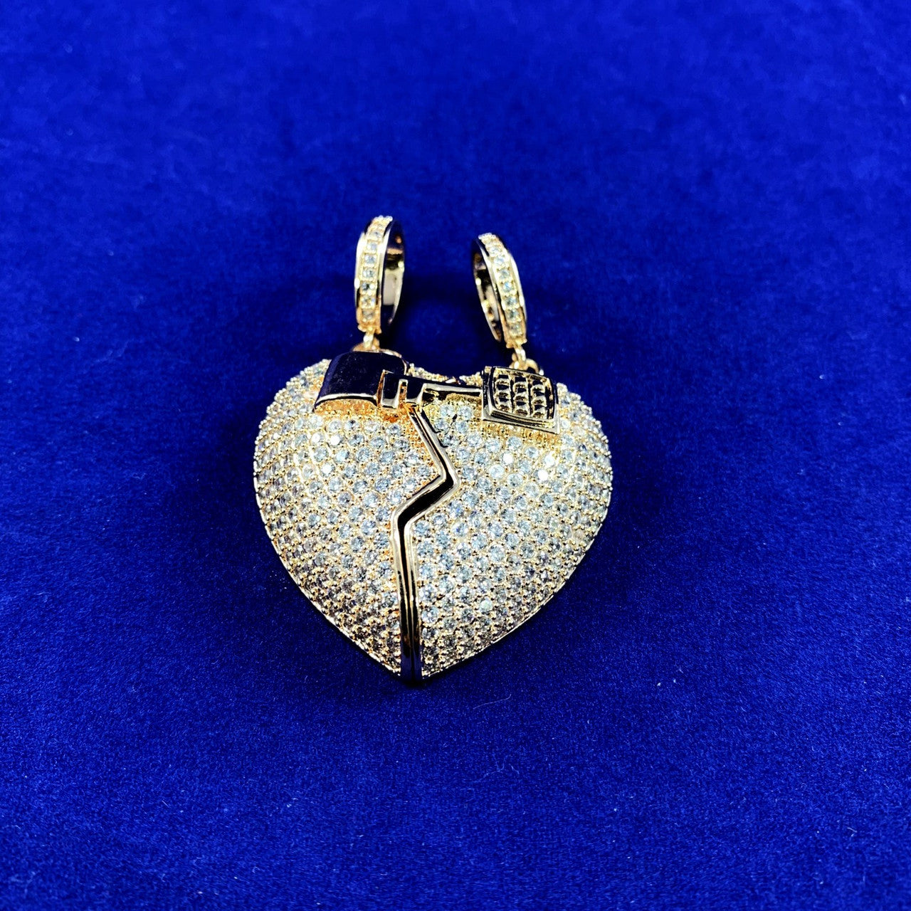 Rose Gold Couples Bling Key To My Heart Magnet Lock Double Pendant Necklace