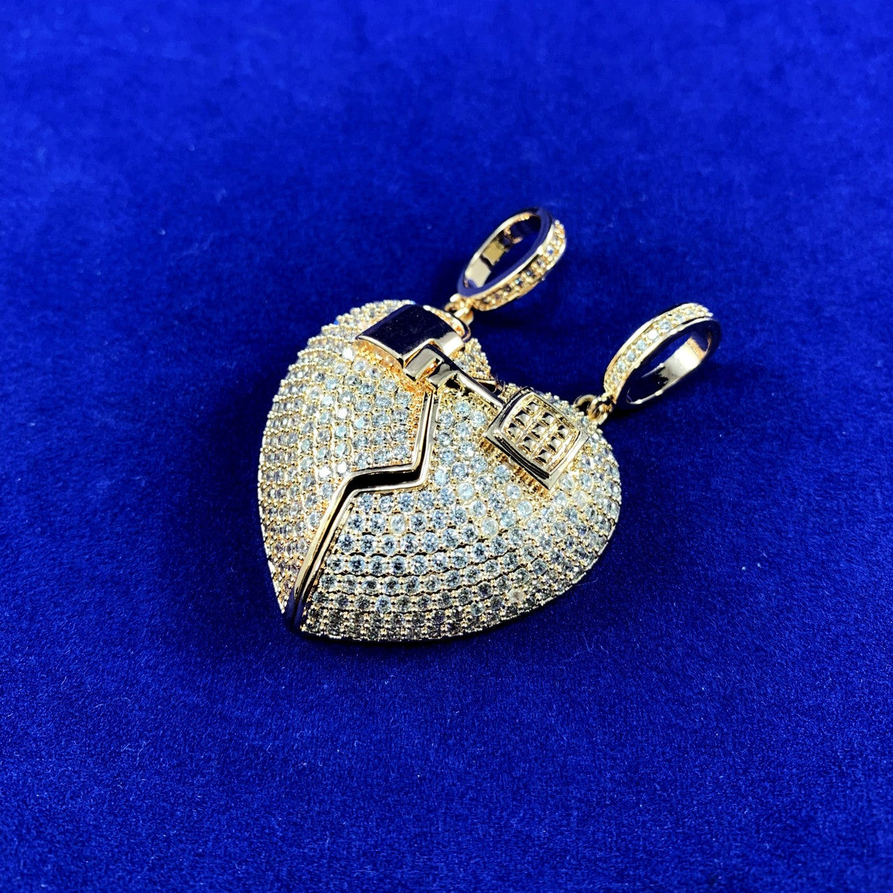 Rose Gold Couples  Bling Key To My Heart Magnet Lock Double Pendant Necklace