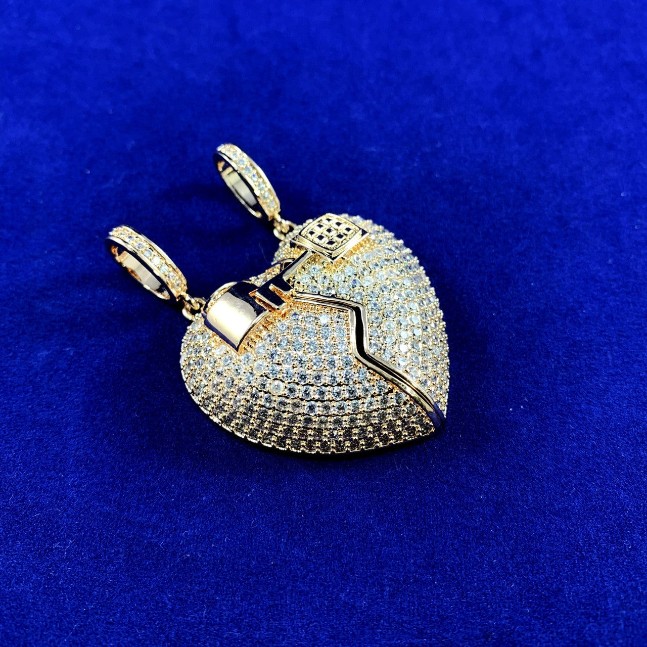Rose Gold Couples  Bling Key To My Heart Magnet Lock Double Pendant Necklace