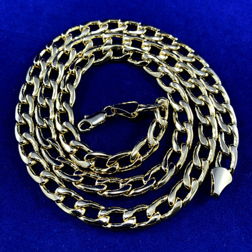 Mens 7mm 24 Inch Round Edged Cuban Link  Hip Hop Chain Necklace