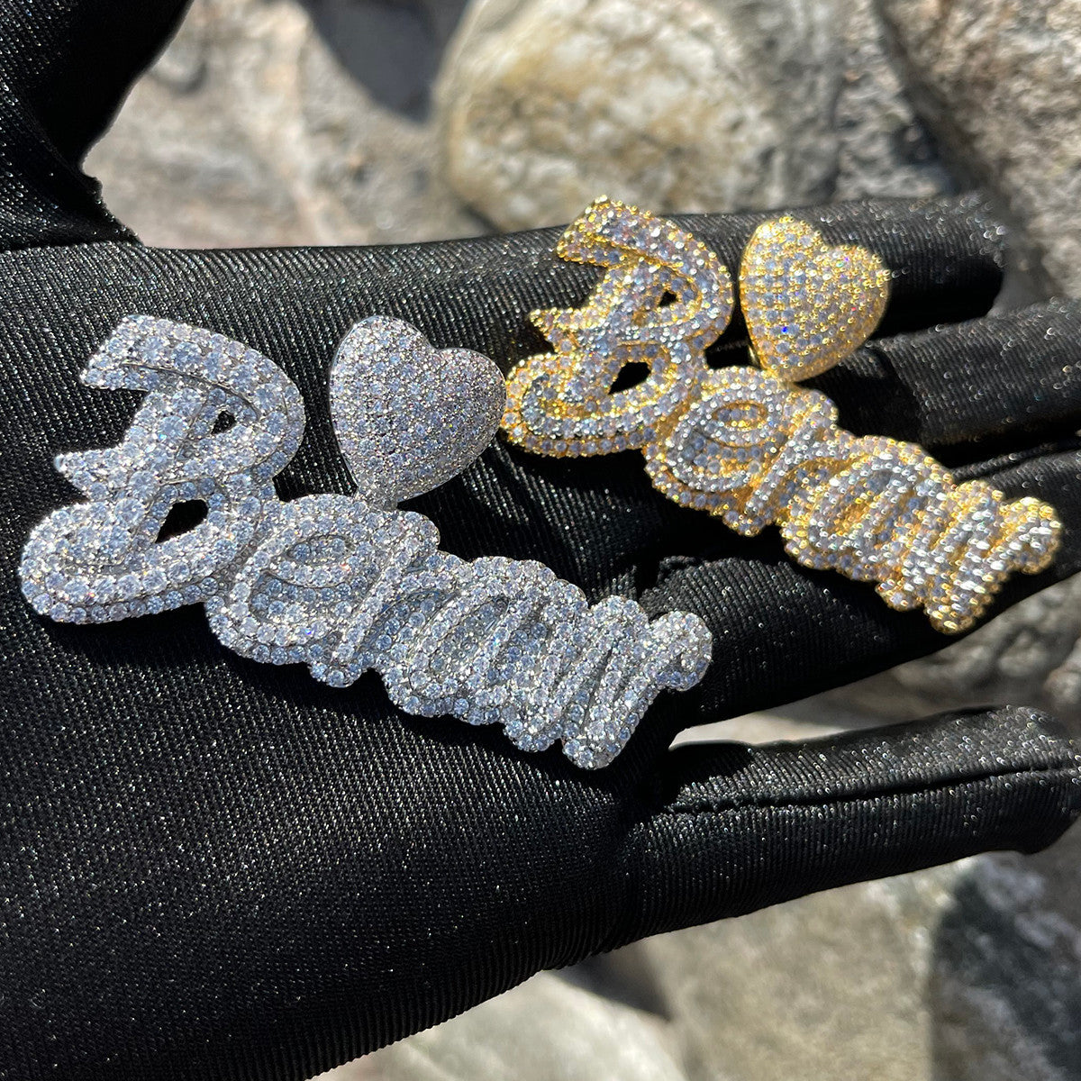 Majestic Heart | Cluster Stone VVS Diamond Ice Custom Made Name Necklace