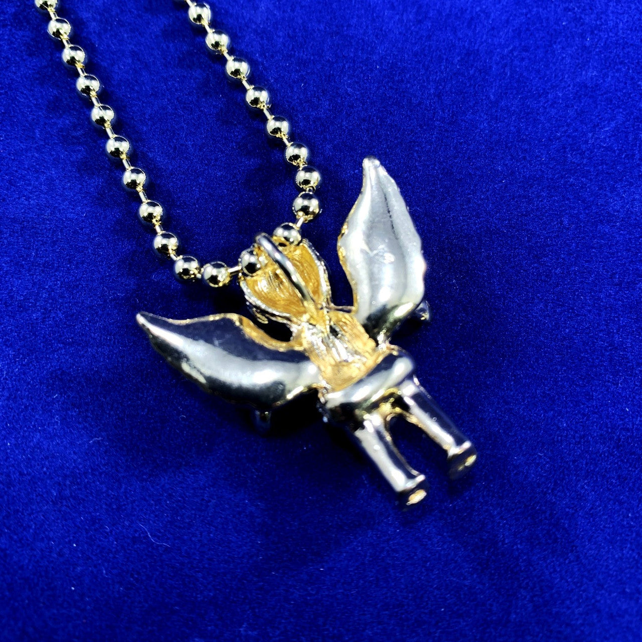 Hip Hop Micro Simulated Diamond 14k Gold Open Arms Angel of Peace Pendant