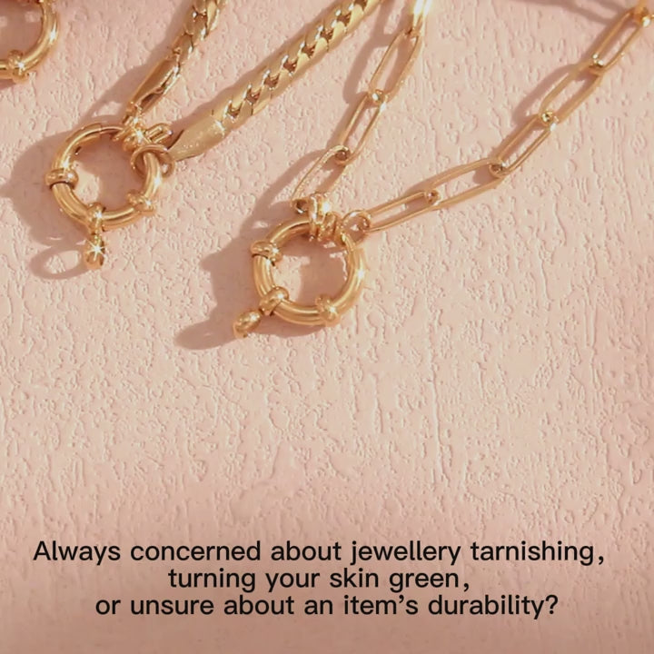 O-Shaped | Spring Buckle 18k Gold No Tarnish Stainless Steel Pendant Necklace
