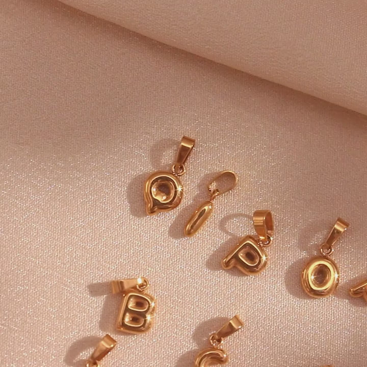 18k Gold No Fade Stainless Steel Mini Bubble 26 Letter Alphabet Pendant Tarnish Free Charms