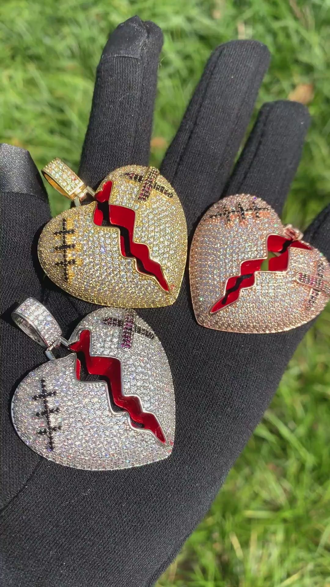 The Healing Heart | Iced Blinged Out Red Oil Hip Hop VVS Diamond CZ Pendant Chain